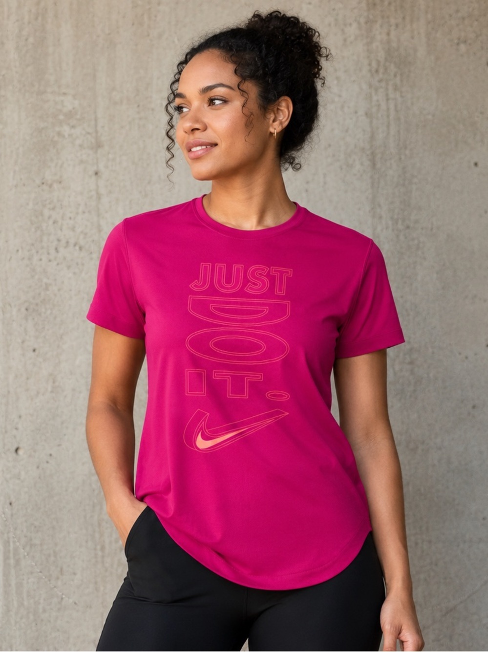 Nike Raspberry Pink 'Just Do It' Short Sleeve Crew Tee Size S